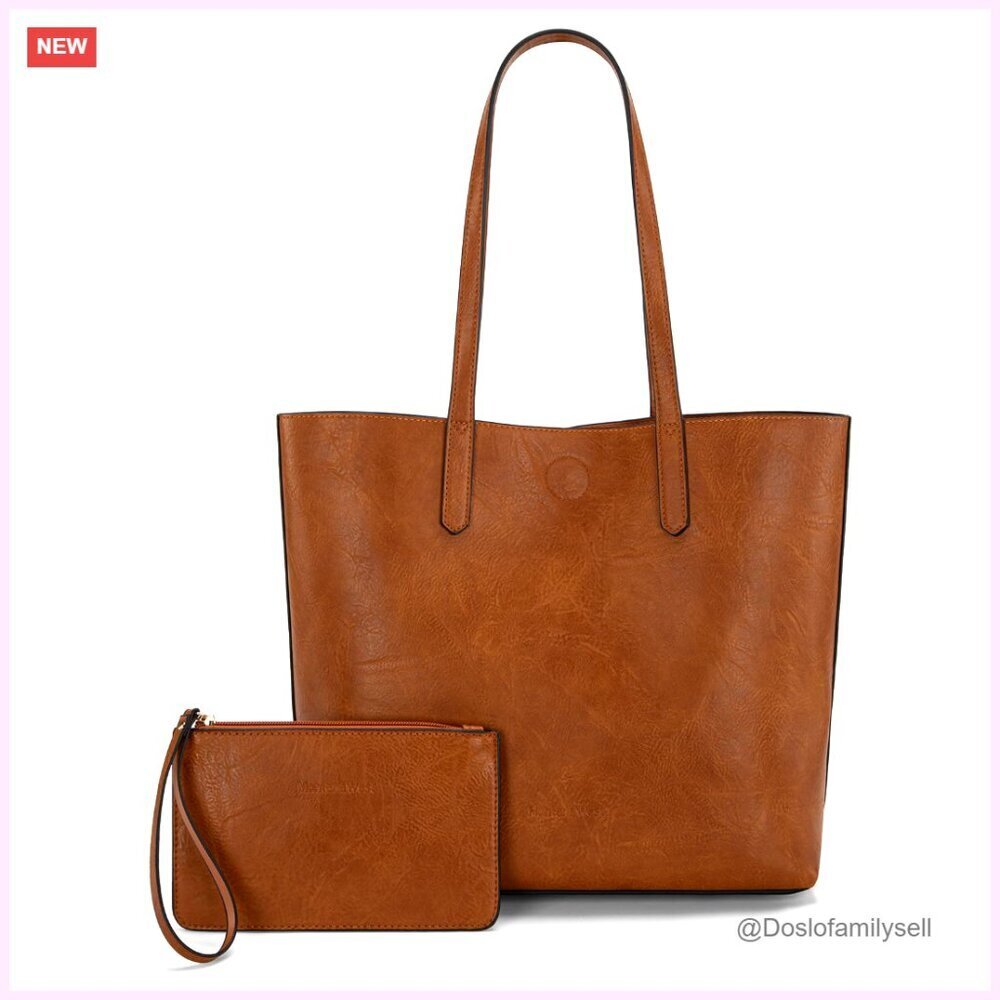 Soft Hobo Tote Bag with Top Handle and Extra Pouch